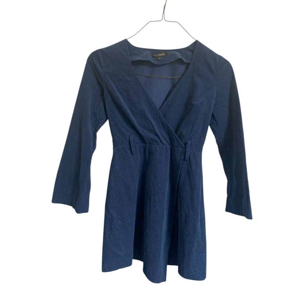 INTERMIX Blue Wrap Long Sleeve Dress - Size 2
